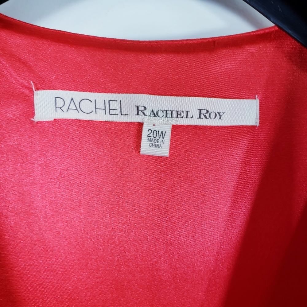 NWT RACHEL ROY Red Orange V-Neck Plus Size Wrap Dress Sleeveless - Picture 7 of 12